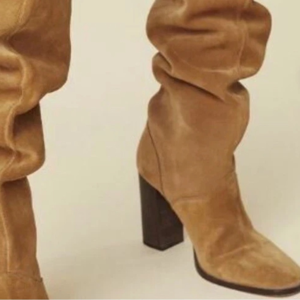 NEW | SPELL Cha Cha Slouch Leather Suede Boots in Tan 39= US 8 - Picture 5 of 13